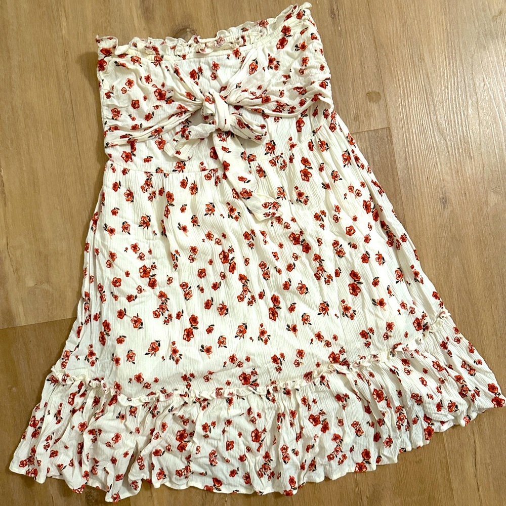 Daisy floral flow strapless dress